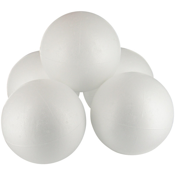 Lot de 5 boules en styropor, diamètre 10 cm