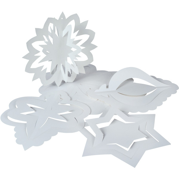 Lot de 30 suspensions déco 3D en papier blanc