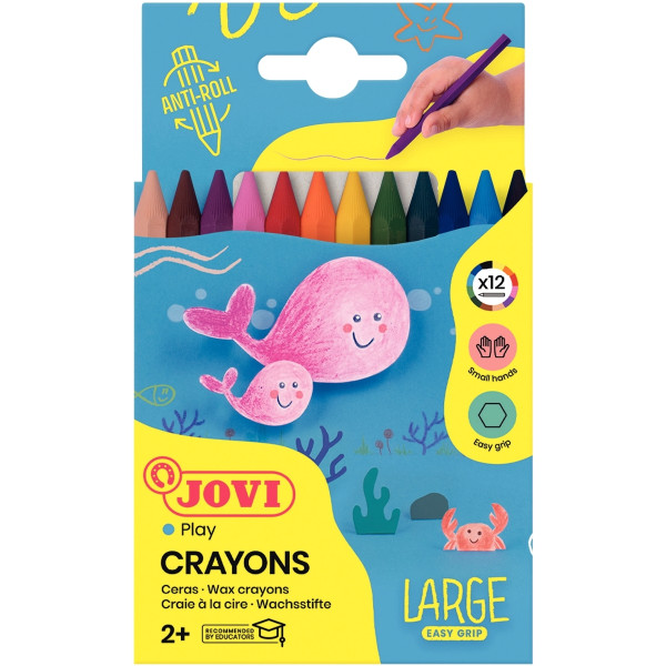 Pochette de 12 craies plastique assorties