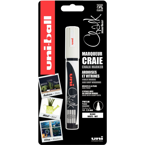 Blister de 1 marqueur craie Chalk pointe ogive blanc