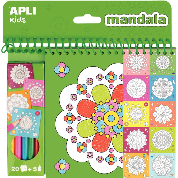 Bloc de coloriage + crayons, les mandalas