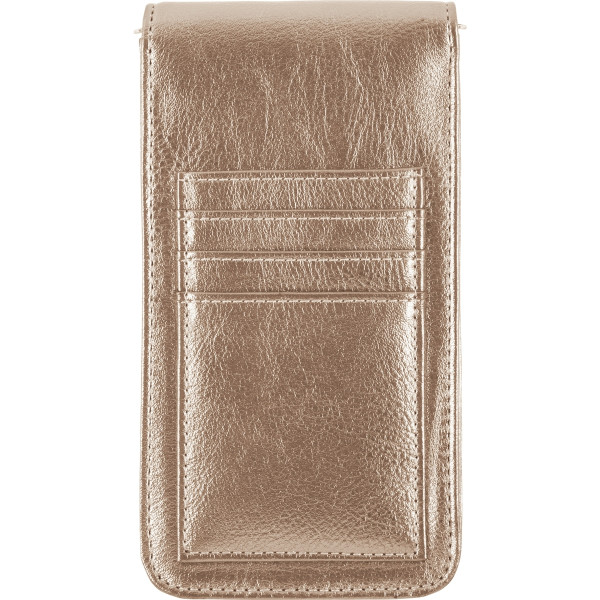 Pochette pour téléphone en cuir coloris doré