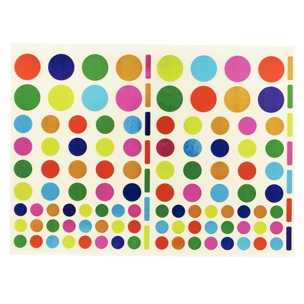 Pochette de 624 gommettes rondes métallisées couleurs assorties