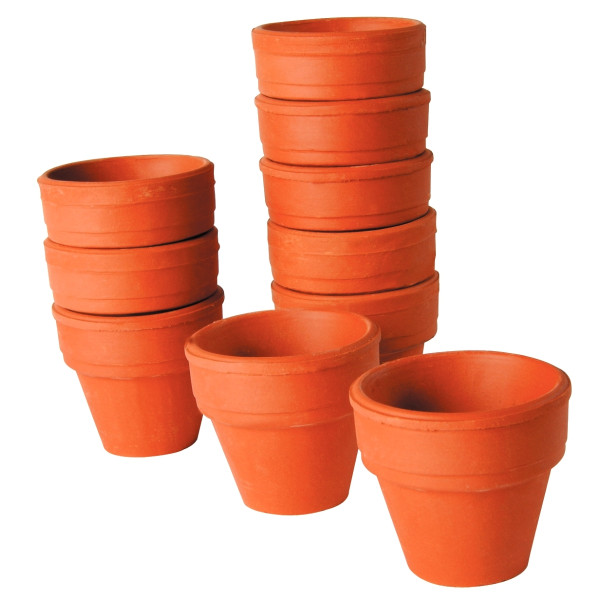 Lot de 10 pots en terre cuite, hauteur 4 cm
