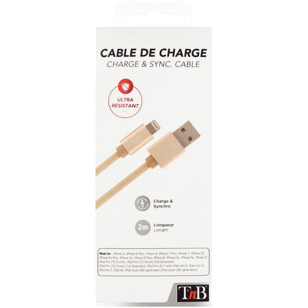Cordon USB type A vers type Lightning 2m or