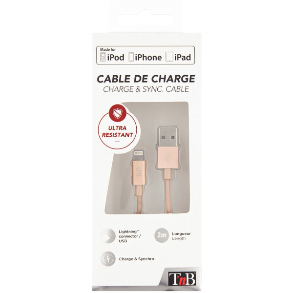 Cordon USB type A vers type Lightning 2m or