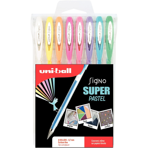 Pochette de 8 stylos gel Signo pastel