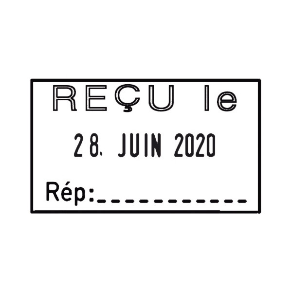 Dateur à encrage automatique avec plaque, bandes caoutchouc, Reçu le