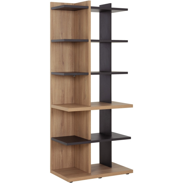 Bibliothèque Brabant L80xH189xP45cm chêne du bocage/anthracite