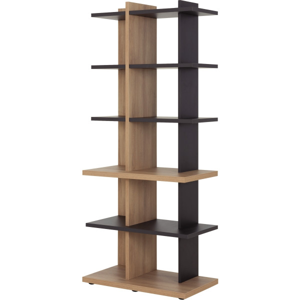 Bibliothèque Brabant L80xH189xP45cm chêne du bocage/anthracite