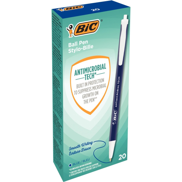 Stylo bille antimicrobial clic bleu