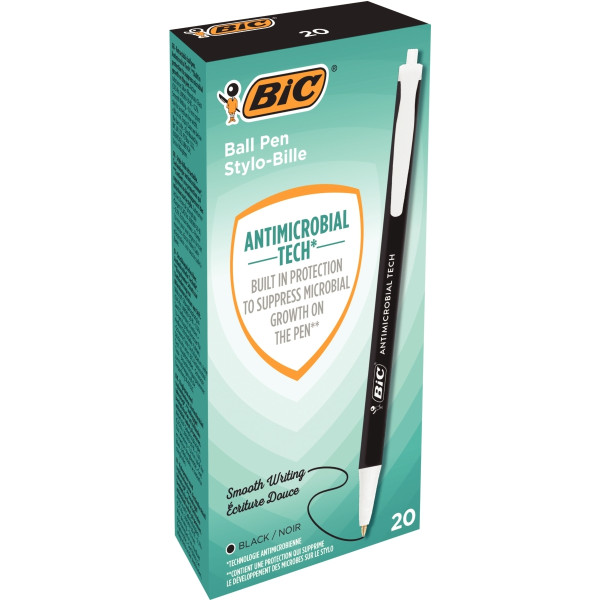 Stylo bille antimicrobial clic noir