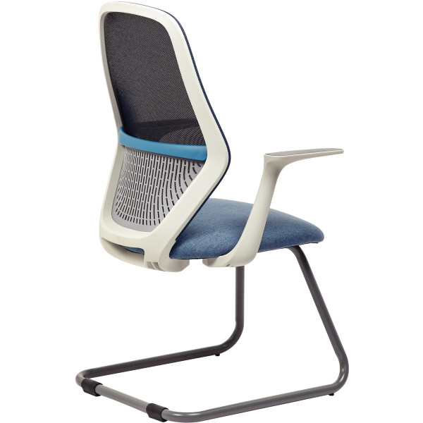 Lot de 2 sièges visiteur structure gris clair/Assise et résille gris bleu