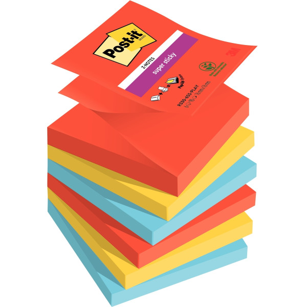 Lot de 6 blocs Z notes sticky post it 90 feuilles 76 x 76 mm collection playful