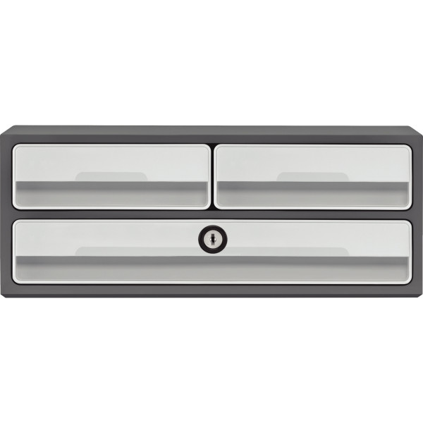 Module 3 tiroirs MOOVUP gris foncé/gris clair