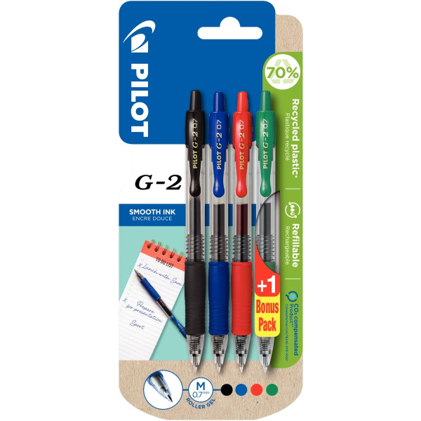 Blister de 4 stylos G2 0,7mm assortis