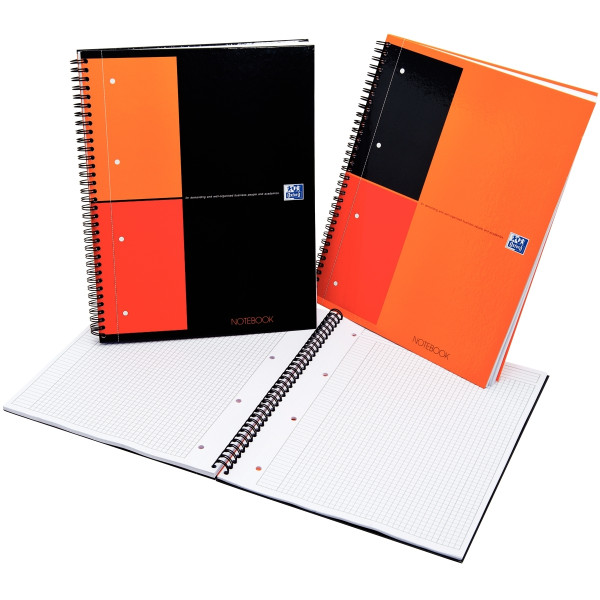 Cahier à reliure intégrale NOTEBOOK format A4+ ligné 6 mm, 160 pages perforées