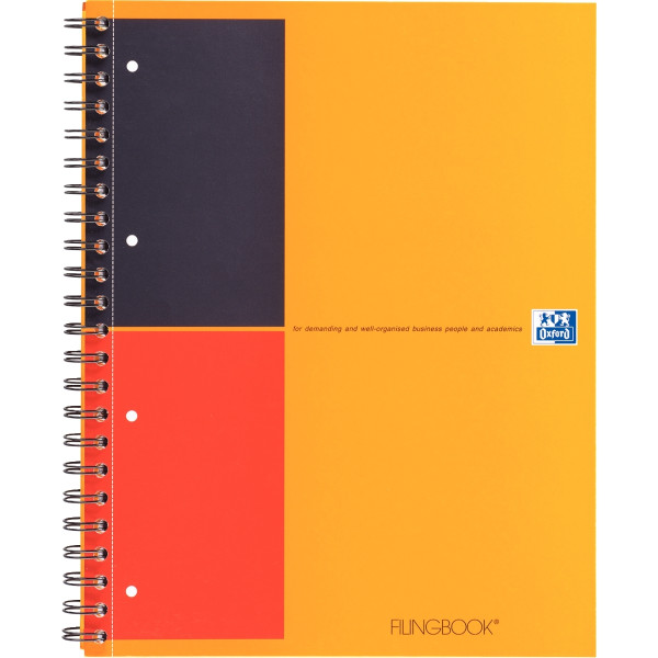 Cahier à reliure intégrale FILINGBOOK format A4+ ligné 6 mm, 200 pages perforées