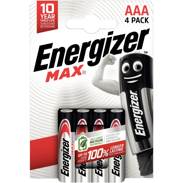 Blister de 4 piles 1.5 volts alcaline AAA MAX / LR03