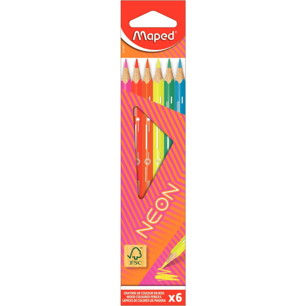 Pochette de 6 crayons de couleur Color'Peps fluo