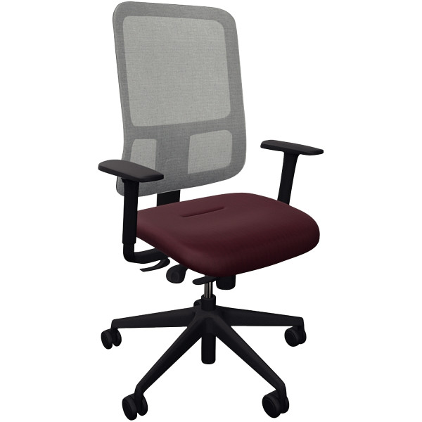 Fauteuil Early Mesh dossier gris/assise bordeaux