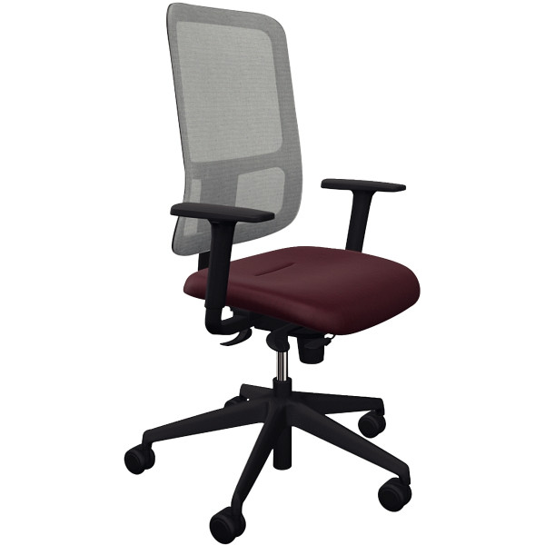 Fauteuil Early Mesh dossier gris/assise bordeaux