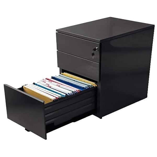 Caisson hauteur bureau professionnel P60 cm en métal 3 tiroirs Anthracite