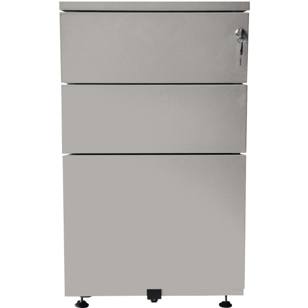 Caisson hauteur bureau professionnel P80 cm en métal 3 tiroirs Gris
