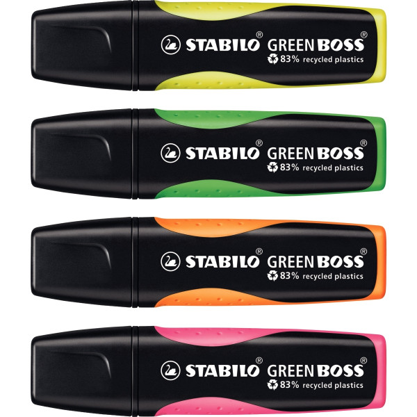 Pochette de 4 surligneurs Greenboss assortis