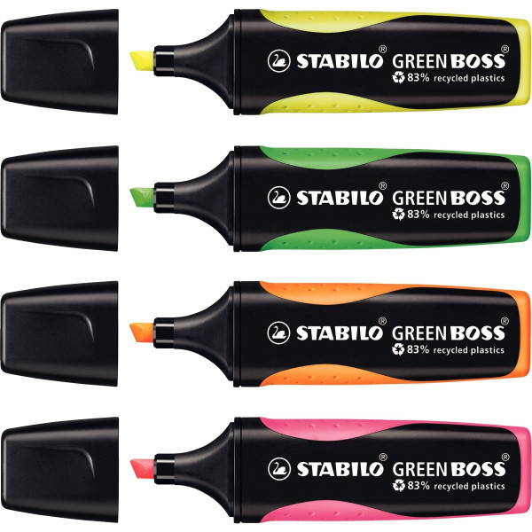 Pochette de 4 surligneurs Greenboss assortis