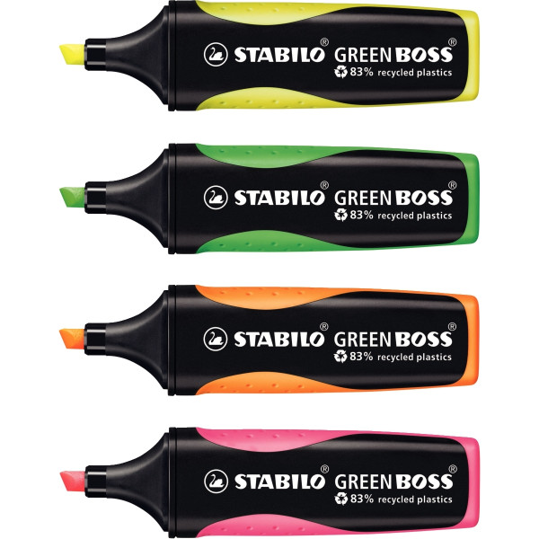 Pochette de 4 surligneurs Greenboss assortis