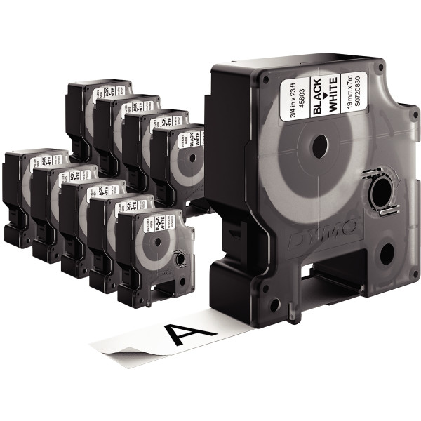 Pack de 10 recharges DYMO D1  19mm noir sur blanc