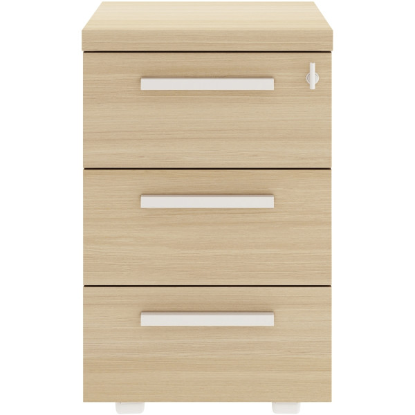 Caisson mobile 3 tiroirs L42xH65xP60cm chêne structuré/blanc BRABANT