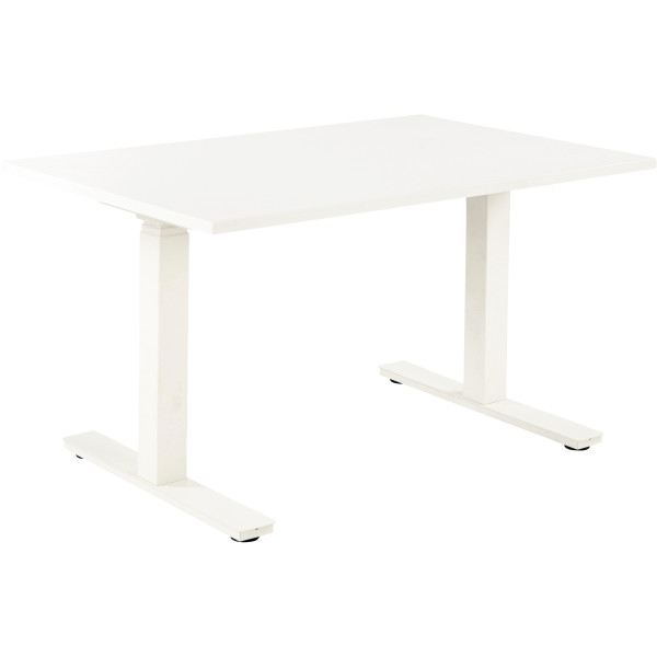 Bureau assis debout L140 cm Boost plateau blanc/piètement blanc