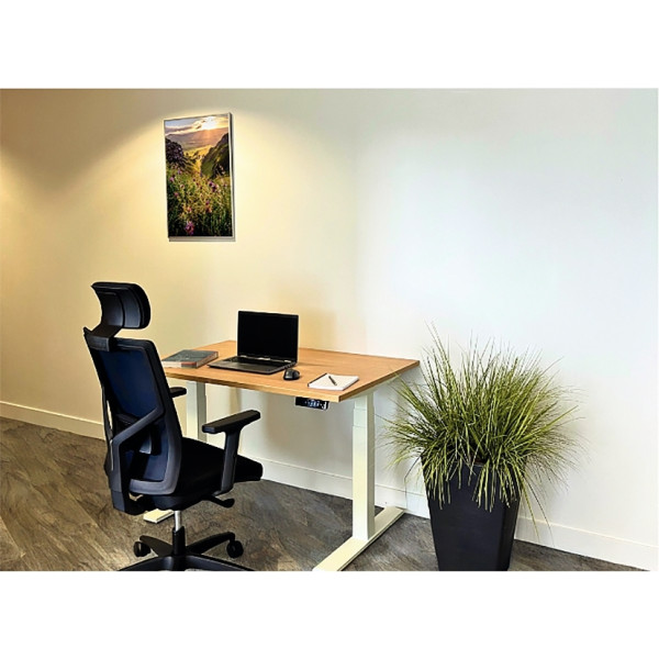 Bureau assis debout L180 cm Boost plateau blanc/piètement blanc