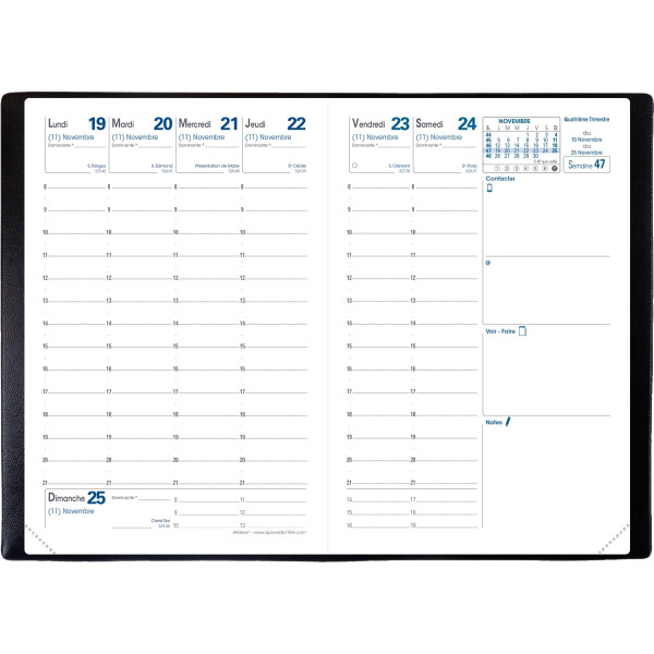 Agenda semainier Impala 10x15cm noir
