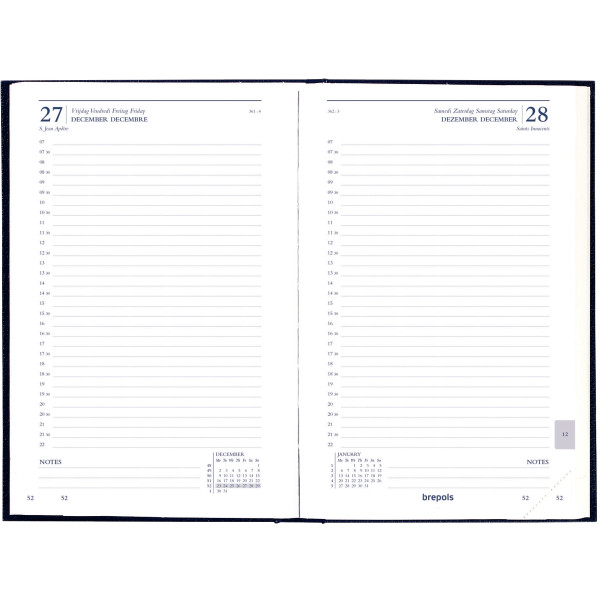 Agenda carre 1 jour travers noir