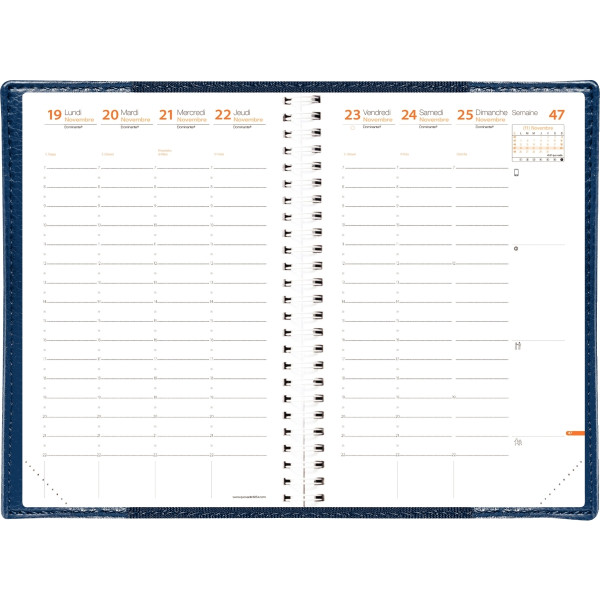 Agenda semainier Time&Life 16x24cm bleu métal