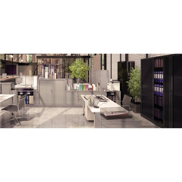 Armoire à rideaux basse 2 tablettes H100cm Generic+ Aluminium