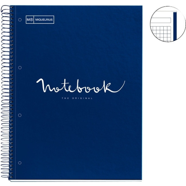 Notebook Emotion A4 80 feuilles 90 grammes bleu marine. Couverture en carton rigide plastifié brillant. Papier Extra Opaque.