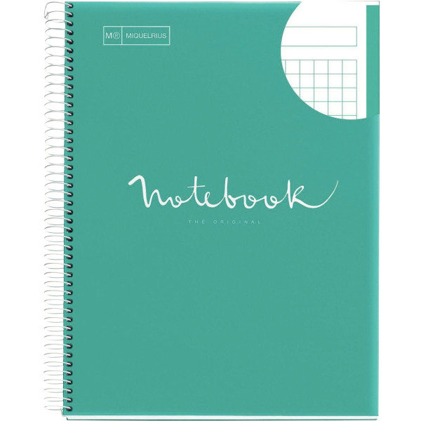 Notebook Emotion  A4 80 feuilles quadrillé polypropylène 90 grammes turquoise