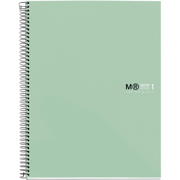 Notebook A4 80 feuilles quadrillé 90 grammes aqua Miquel Rius. Couverture carton rigide plastifié mat. Papier extra opaque.