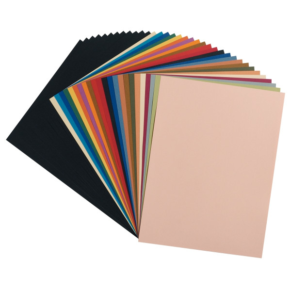 Pochette de 12 feuilles papier dessin couleur format 24x32 cm 160 g teintes pastels assorties : Noir