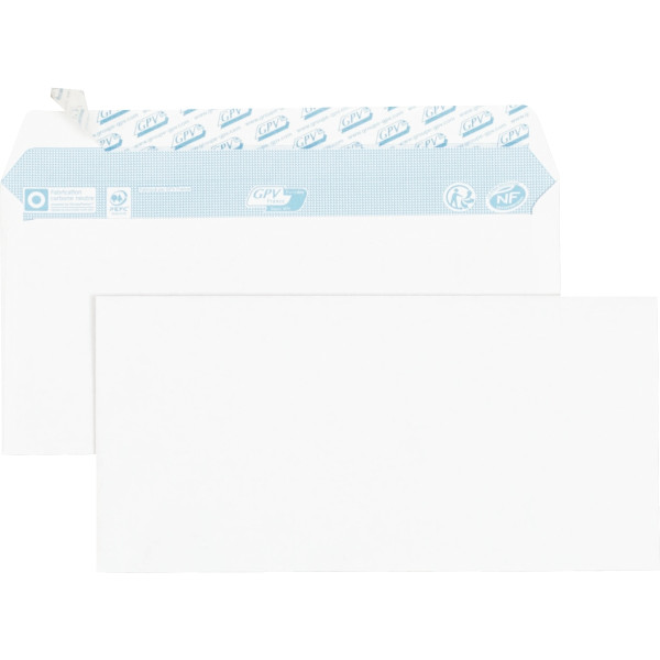 Paquet de 50 enveloppes blanches 110x220mm 80g bande siliconée
