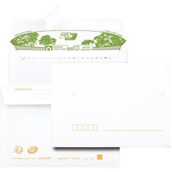 Paquet de 40 enveloppes blanches 114x162mm 80g bande siliconée précasées