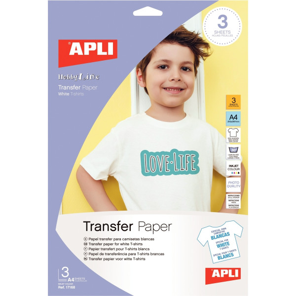 Pochettes de 3 feuilles APLI papier transfert format A4