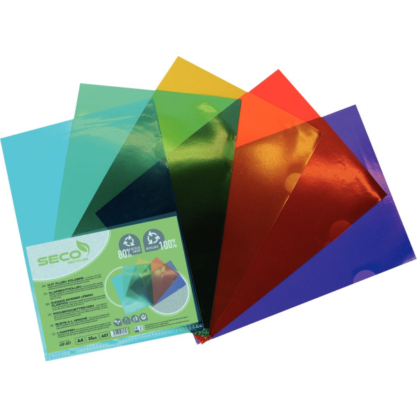 Sachet de 25 pochettes coin en polypropylène recyclé, coloris assortis