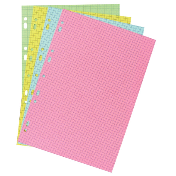 Etui de 100 fiches bristol perforées carte forte 205 g couleurs assorties quadrillé 5x5 format 10 x 