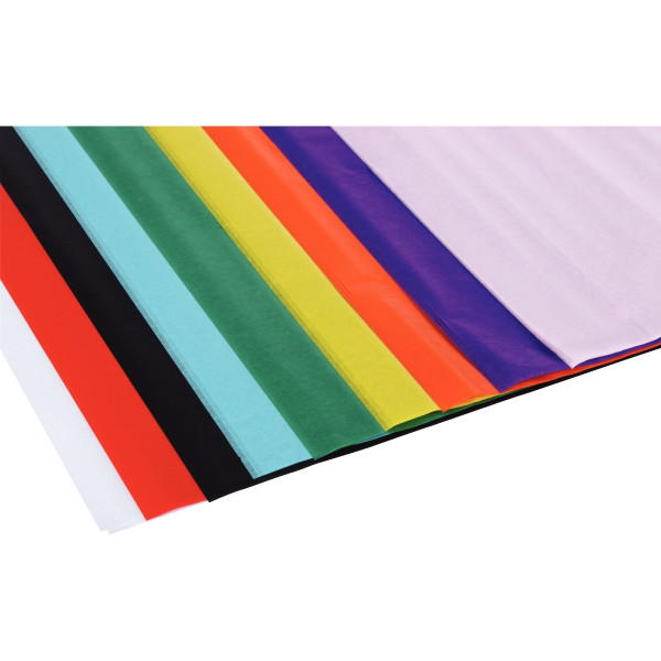 Rouleau de 24 feuilles de papier de soie 50 x 75 cm couleurs assorties