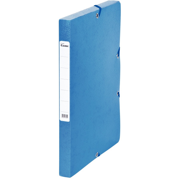Boîte de classement en carte grainée, dos 2,5 cm, bleu
